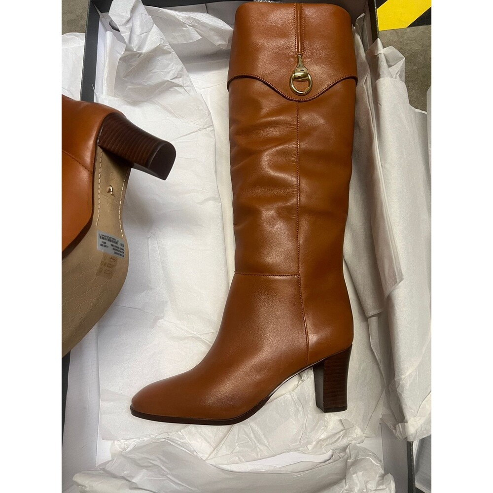 Arezzo Women's Marrom Vivian Round Toe Slip On Mid Block Heel Boots 7.5 B - Picture 5 of 9